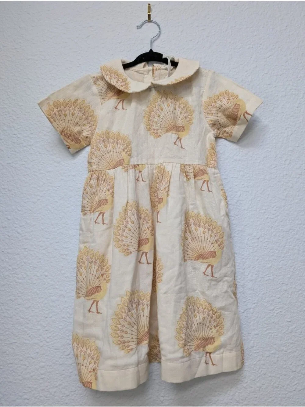 Kate Quinn Organic Cotton Gauze Butterum Peacock 5Y Peter Pan Collar Dress